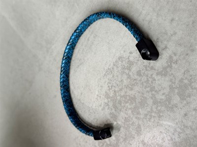 Erkek Yüksek Kalite Örme Detay Hasır Çift Halatlı Mıknatıslı Bileklik-Mavi(E1714)