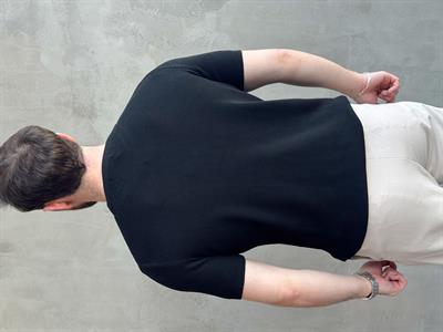 Erkek Yüksek Kalite Örme Triko Oversize Kalıp Bisiklet Yaka Triko T-Shirt-Siyah(E1655)