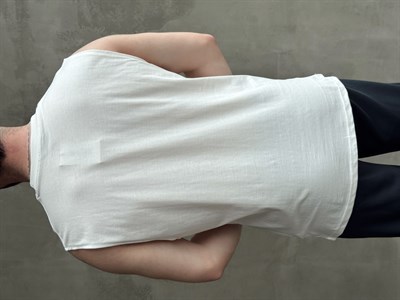 Erkek Yüksek Kalite Oversize Kalıp Bisiklet Yaka Sıfır Kol T-Shirt-Beyaz(E1730)