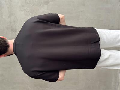 Erkek Yüksek Kalite Oversize Kalıp Bisiklet Yaka Yumuşak Dokulu Düz T-Shirt-Siyah(E1673)