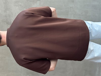 Erkek Yüksek Kalite Oversize Kalıp Bisiklet Yaka Yumuşak Dokulu Düz T-Shirt-Kahverengi(E1673)