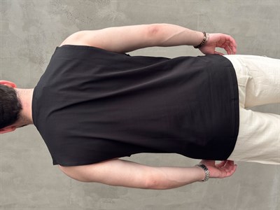 Erkek Yüksek Kalite Oversize Kalıp Bisiklet Yaka Sıfır Kol T-Shirt-Siyah(E1730)