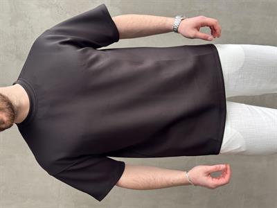 Erkek Yüksek Kalite Oversize Kalıp Bisiklet Yaka Yumuşak Dokulu Düz T-Shirt-Siyah(E1673)