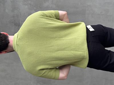 Erkek Yüksek Kalite Oversize Kalıp Fermuar Detaylı Polo Yaka Triko T-Shirt-Mint(E1610)