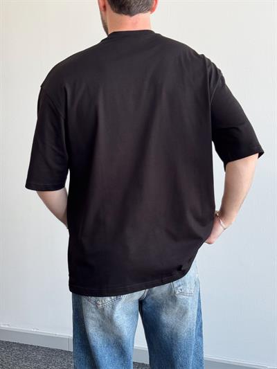 Erkek Yüksek Kalite Oversize Kalıp Hard Man Baskı Detay T-Shirt-Siyah(E1369)