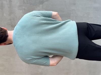 Erkek Yüksek Kalite Oversize Kalıp Şerit Detaylı Bisiklet Yaka Triko T-Shirt-Haki(E1654)