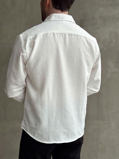 Erkek Yüksek Kalite Oversize Kalıp Ütü İstemeyen Oversize Kalıp Gömlek-Beyaz(E1604)
