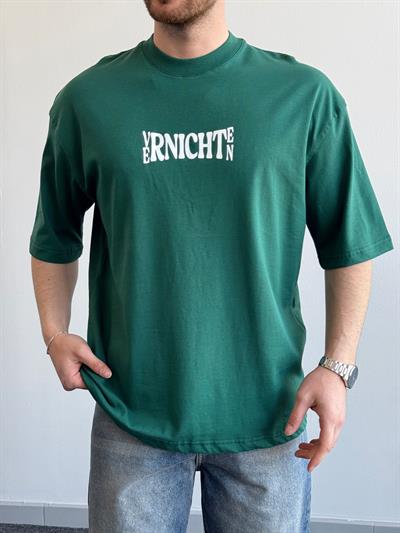 Erkek Yüksek Kalite Oversize Kalıp Varnichten Baskı Detay T-Shirt-Nefti(E1368)
