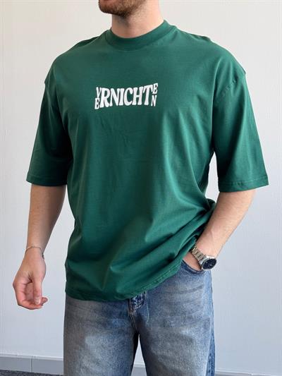 Erkek Yüksek Kalite Oversize Kalıp Varnichten Baskı Detay T-Shirt-Nefti(E1368)