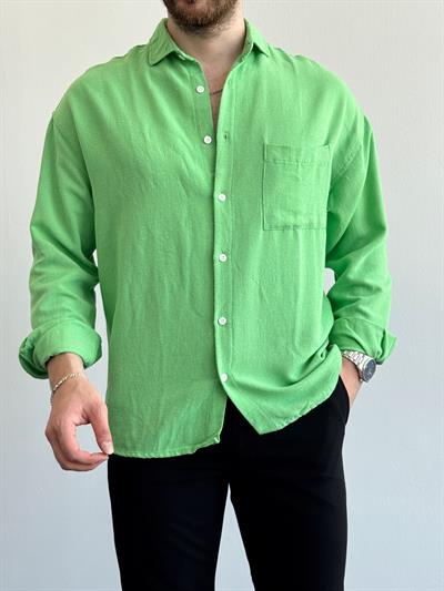 Erkek Yüksek Kalite Oversize Kalıp Yazlık Salaş Gömlek-Yeşil(E1439)