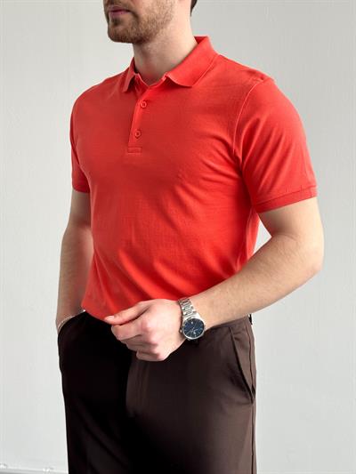 Erkek Yüksek Kalite Regular Kalıp Polo Yaka T-Shirt-Nar(E1282)
