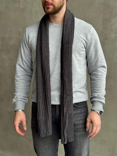 Erkek Yüksek Kalite Uzunluk 178cm En 30cm Triko Atkı-Füme(E1573)