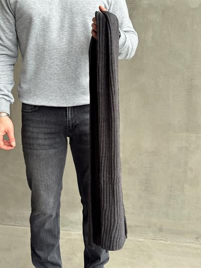 Erkek Yüksek Kalite Uzunluk 178cm En 30cm Triko Atkı-Füme(E1573)