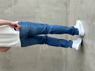 Erkek Yüksek Kalite Yıkamalı Taşlı Regular Kalıp Kot Pantolon Jeans-Dark Blue(E1596) TD:702