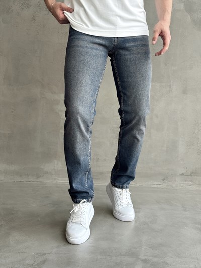 Erkek Yüksek Kalite Yıkamalı Taşlı Regular Kalıp Kot Pantolon Jeans-Eskitme(E1596) TD:976