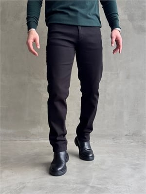 Erkek Yüksek Kalite Yıkamalı Taşlı Regular Kalıp Kot Pantolon Jeans-Siyah(E1596) TD:296
