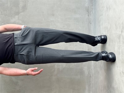 Erkek Zamansız Model Gizli Kemer Detay Baggy Kalıp Kumaş Pantolon-Füme(E1771)Ketench