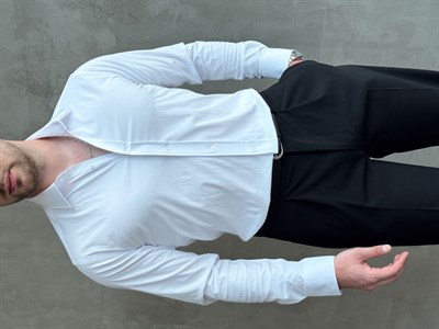 Erkek Zamansız Model Regular Fit Özel Kumaş Classic Gömlek-Beyaz(E1770)