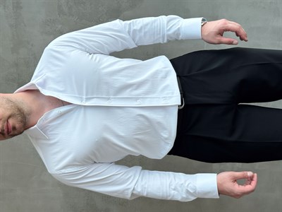 Erkek Zamansız Model Regular Fit Özel Kumaş Classic Gömlek-Beyaz(E1770)