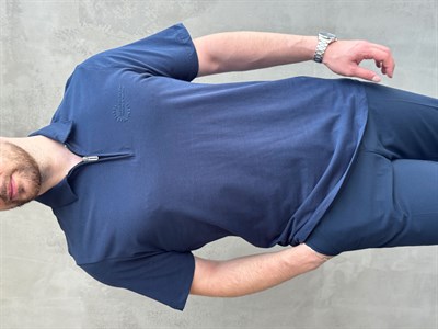 Erkek Zamansız Model Regular Kalıp Fermuar Detaylı T-Shirt-Lacivert(E1784)
