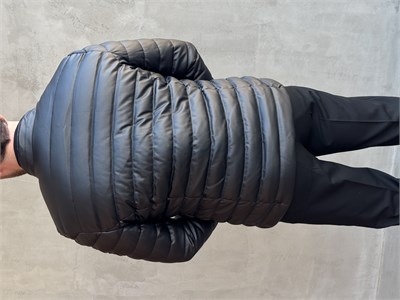 Erkek Zamansız Slim Fit Parlak Görünümlü Dik Yaka Şişme Mont-Siyah(E1880)