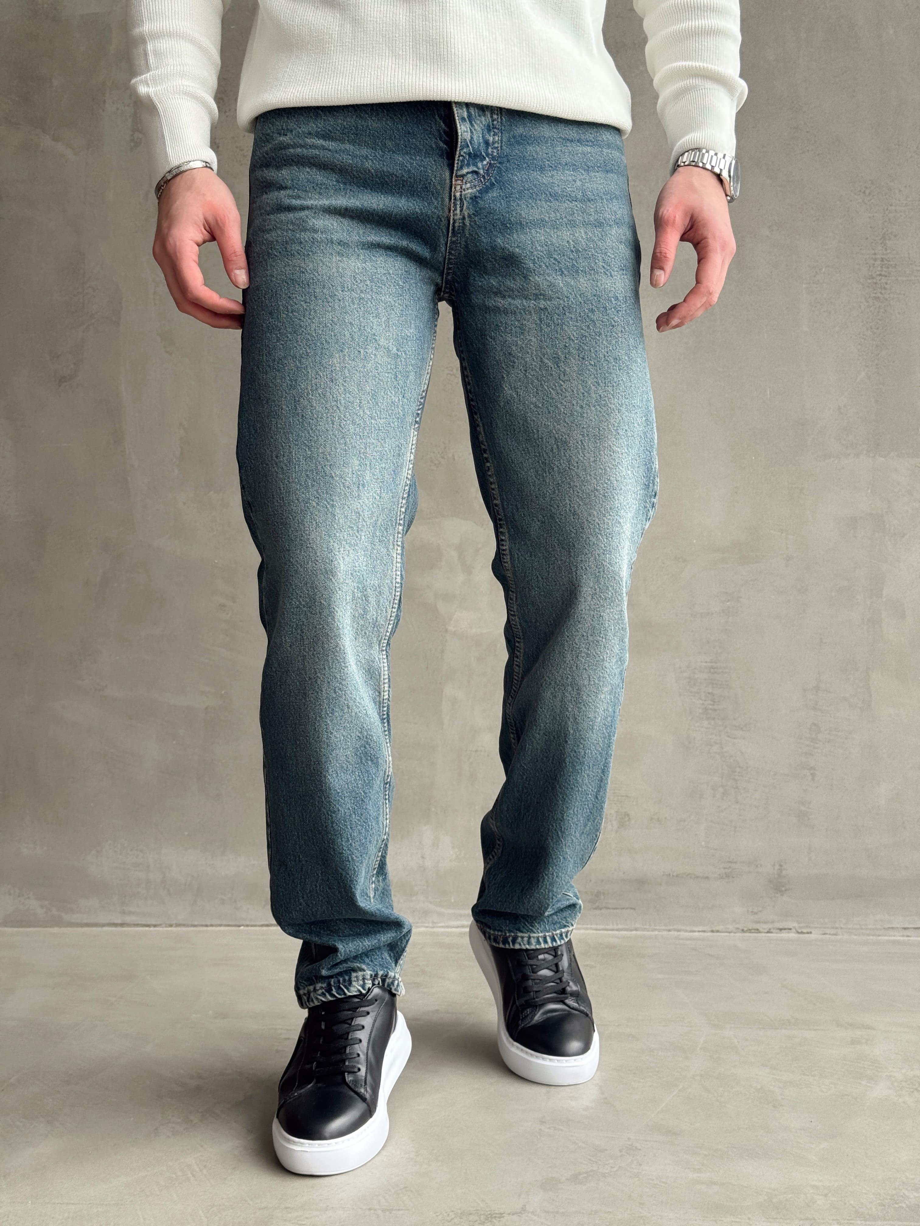 Erkek Baggy Rahat Kalıp Kot Pantolon Jeans-Retro(E1005) TD:973Ketench