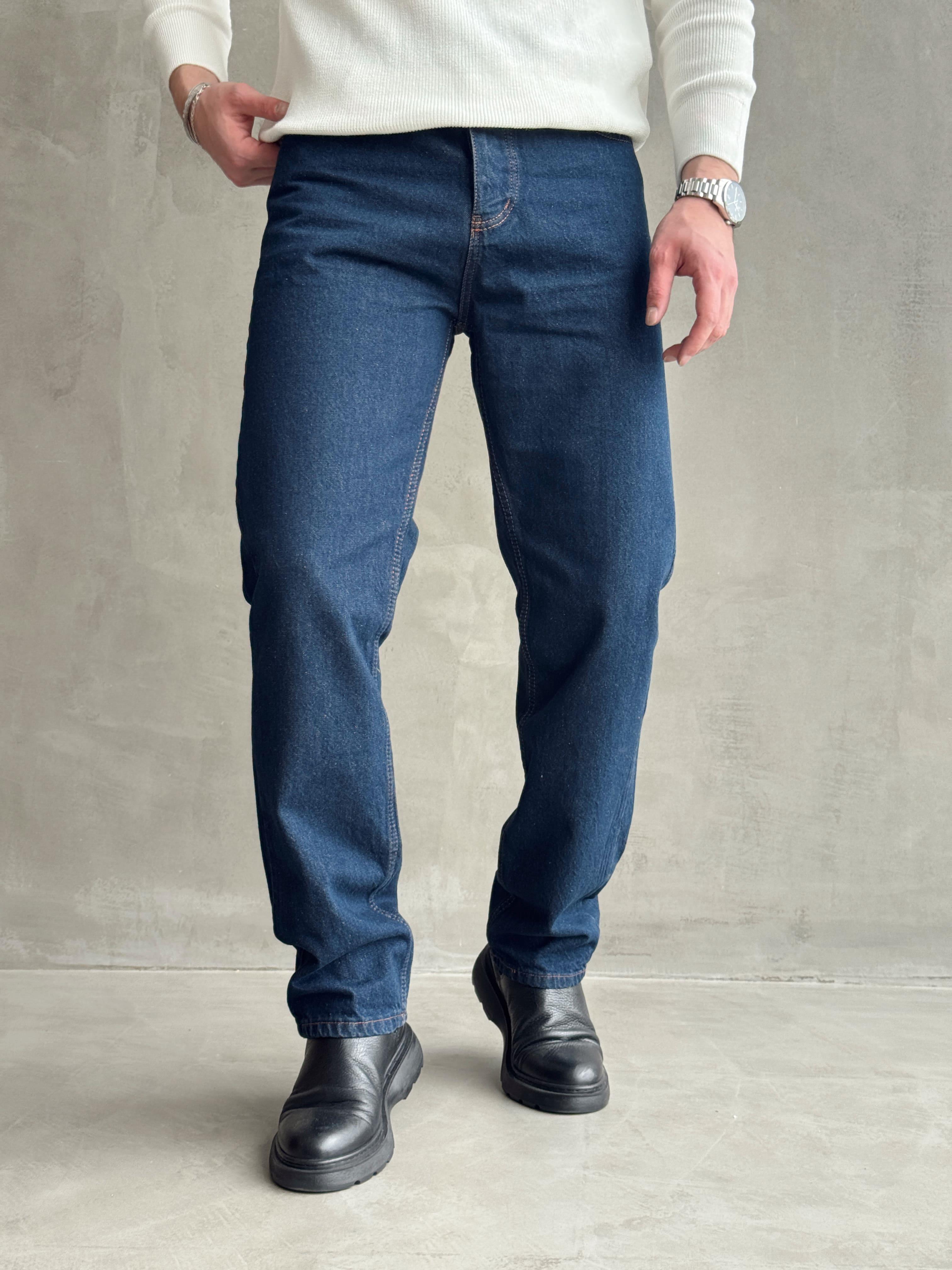 Erkek Baggy Rahat Kalıp Kot Pantolon Jeans-Lacivert(E1005) TD:975Ketench