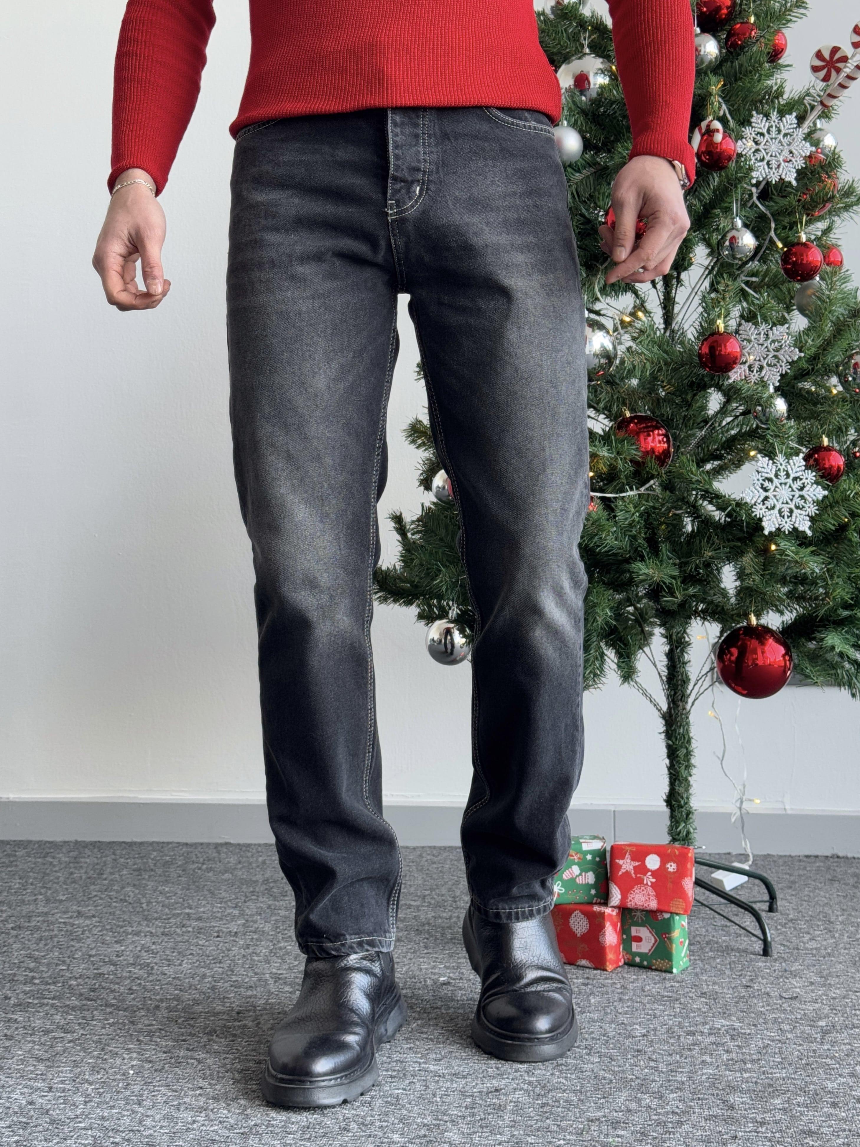 Erkek Baggy Rahat Kalıp Kot Pantolon Jeans-Antrasit(E1005)Ketench