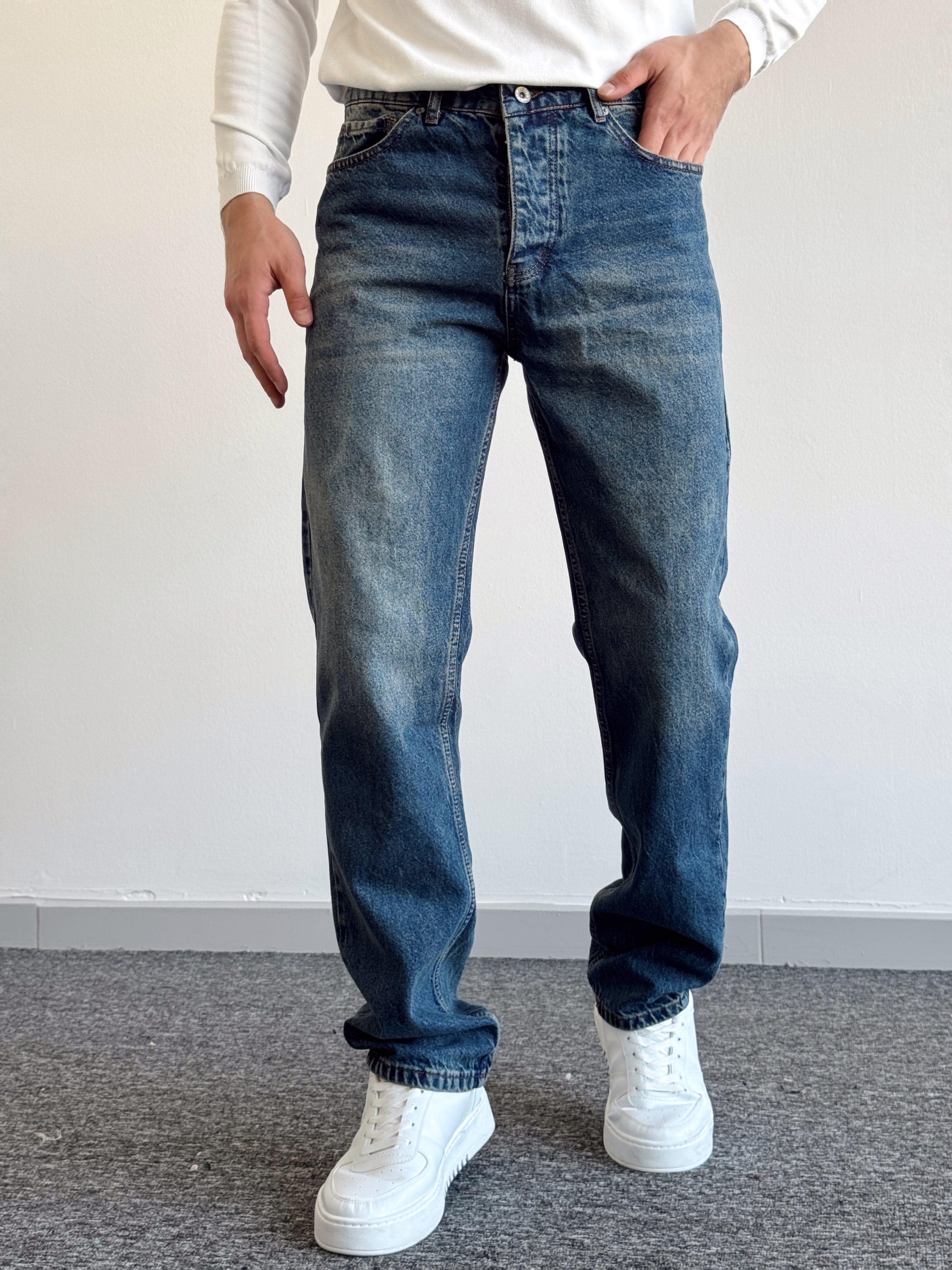 Erkek Baggy Rahat Kalıp Kot Pantolon Jeans-Vintage(E1005)Ketench