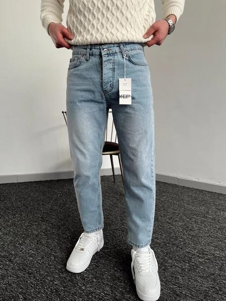 Erkek Boyfrend Rahat Regular Jeans-Açık Mavi(E1002)Ketench