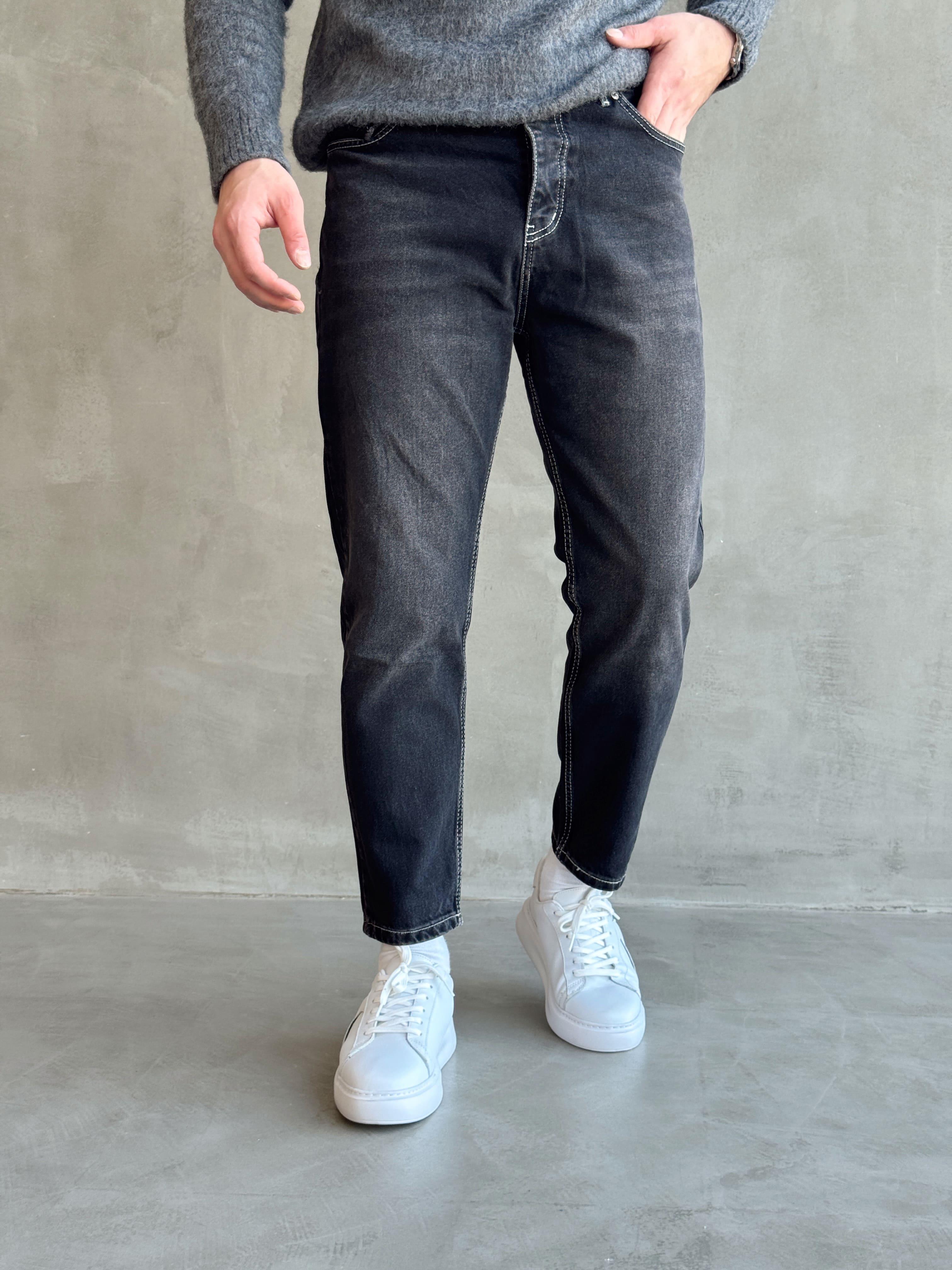 Erkek Boyfrend Rahat Regular Jeans-Beyaz Dikiş(E1002) TD:632-1Ketench