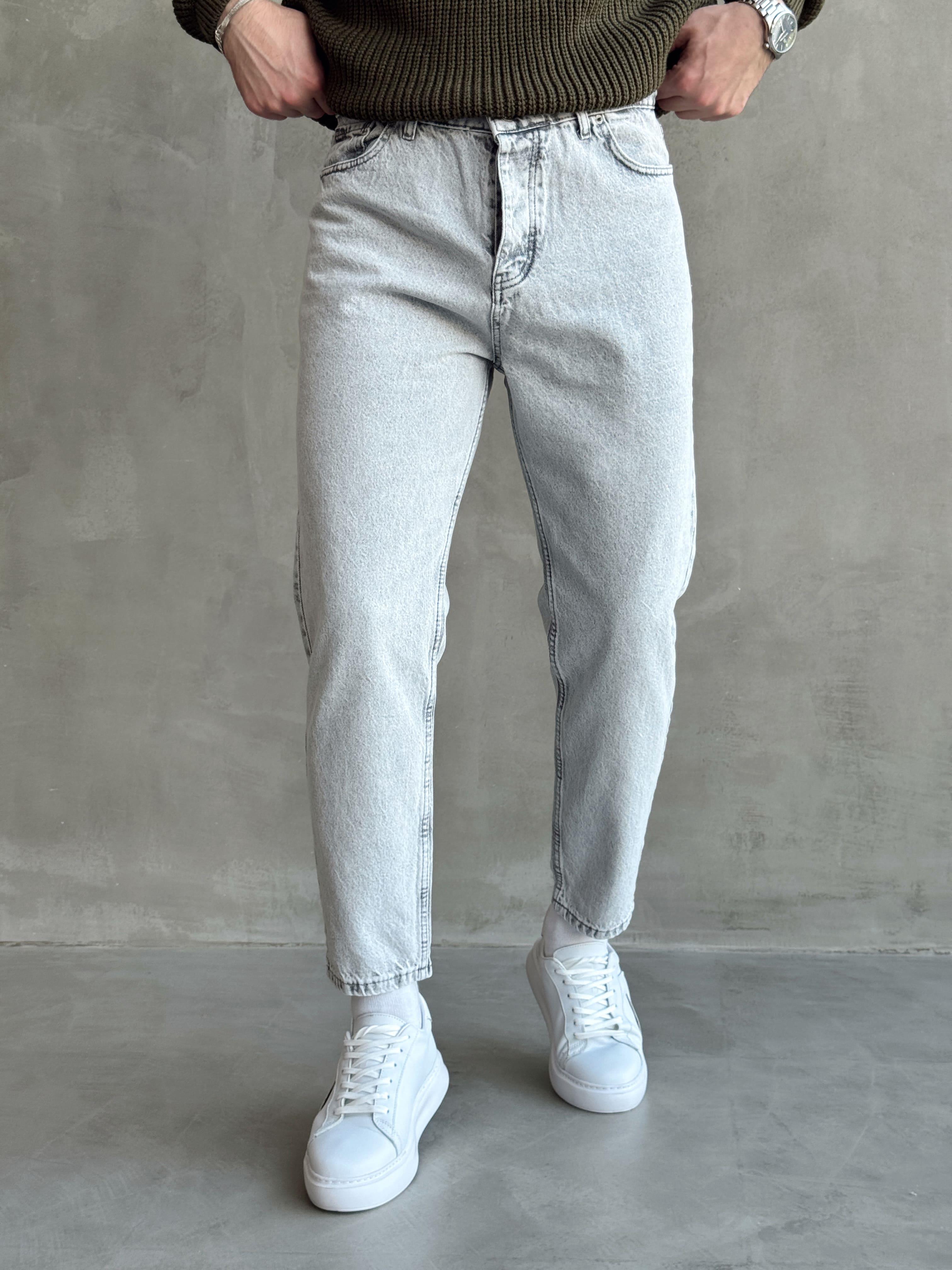 Erkek Boyfrend Rahat Regular Jeans-Gri(E1002) TD:748-1Ketench