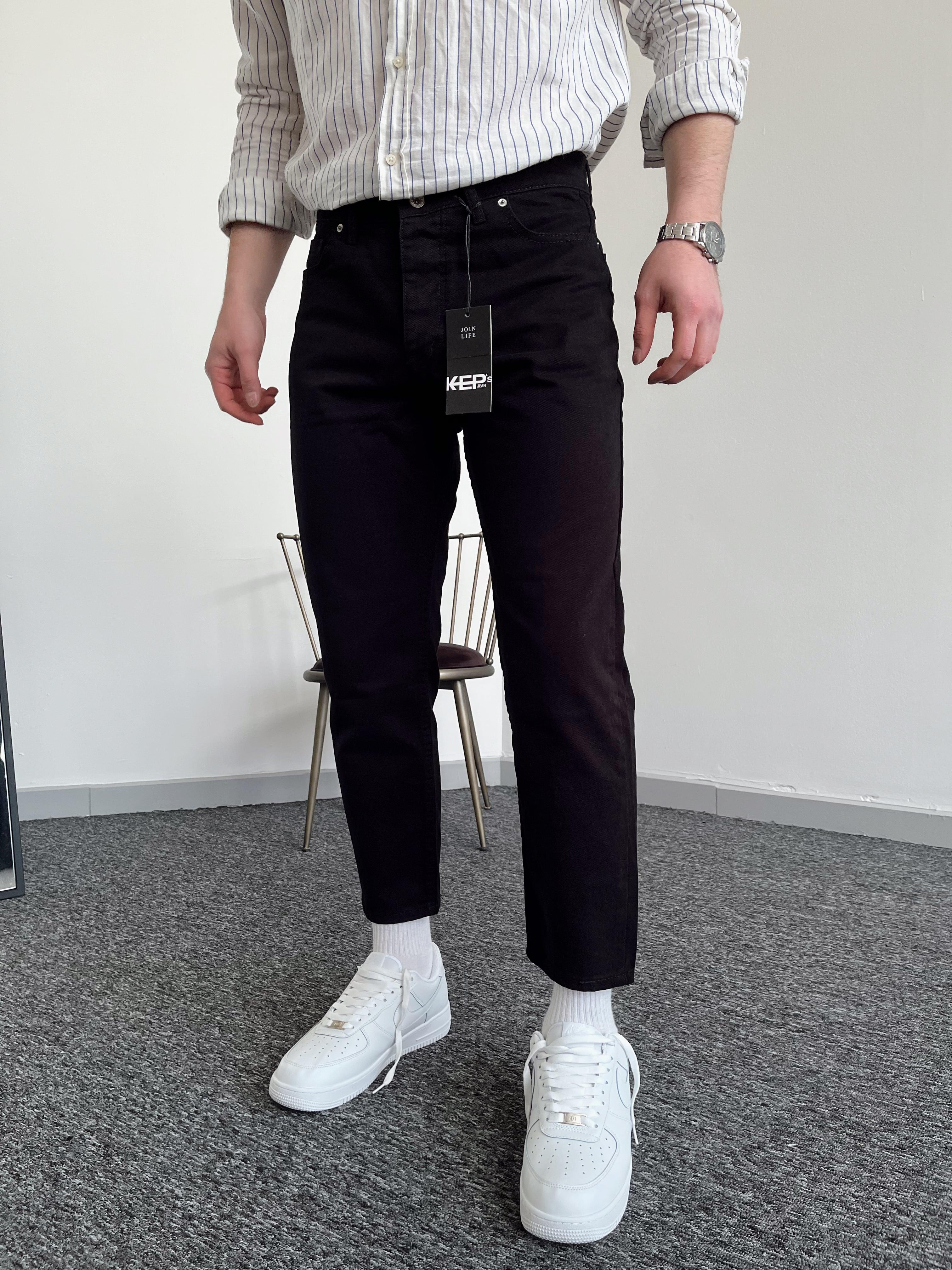 Erkek Boyfrend Rahat Regular Jeans-Siyah(E1002)Ketench