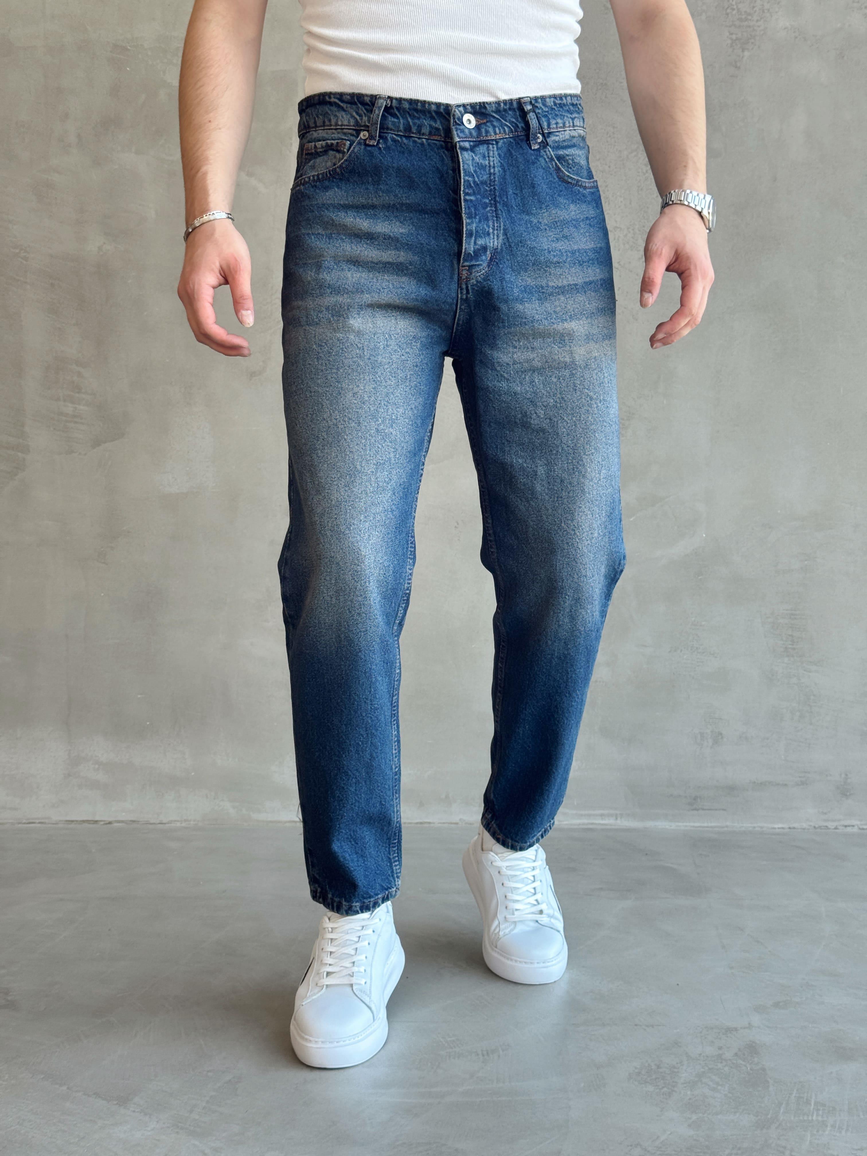 Erkek Boyfrend Rahat Regular Jeans-Stone Blue(E1002) TD:605-1Ketench
