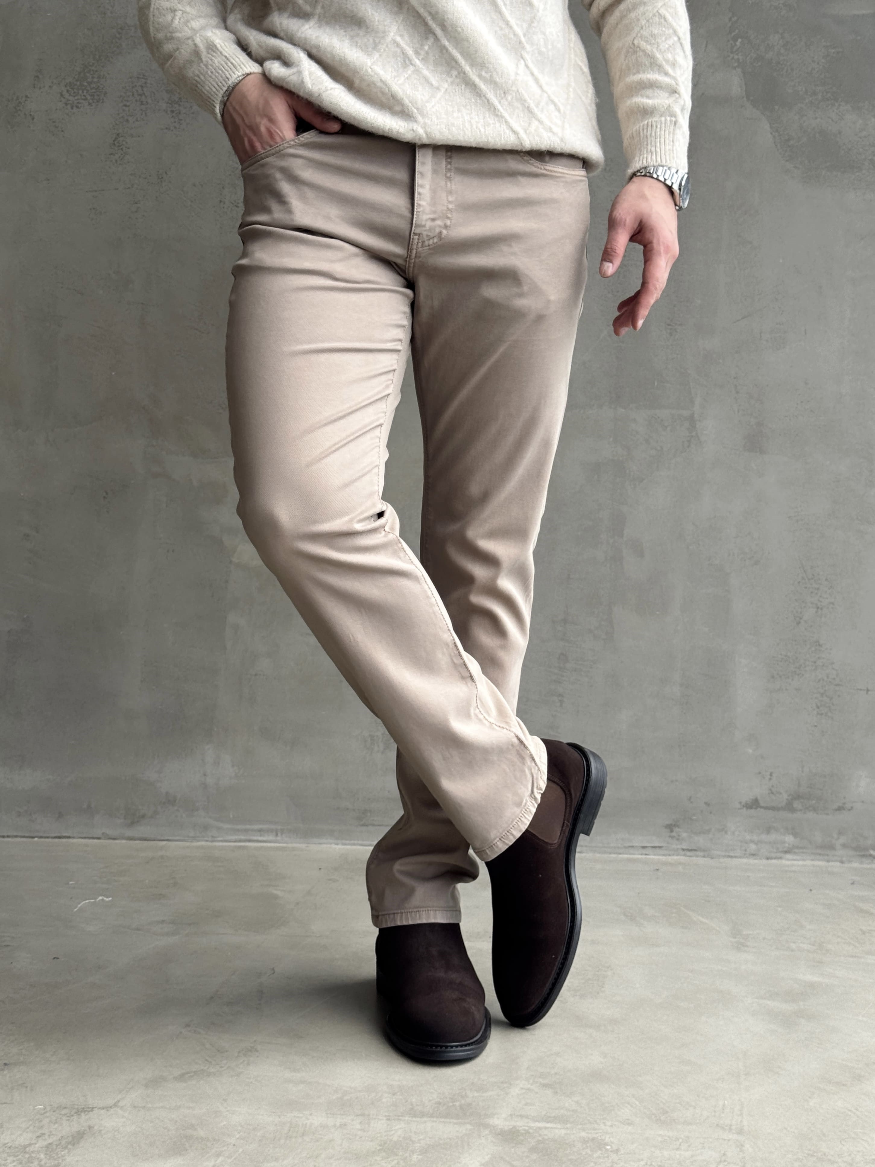 Erkek Business Collection Regular Kalıp Tencel Kumaş Yumuşak Dokulu Jean-Mink(E1858)Ketench