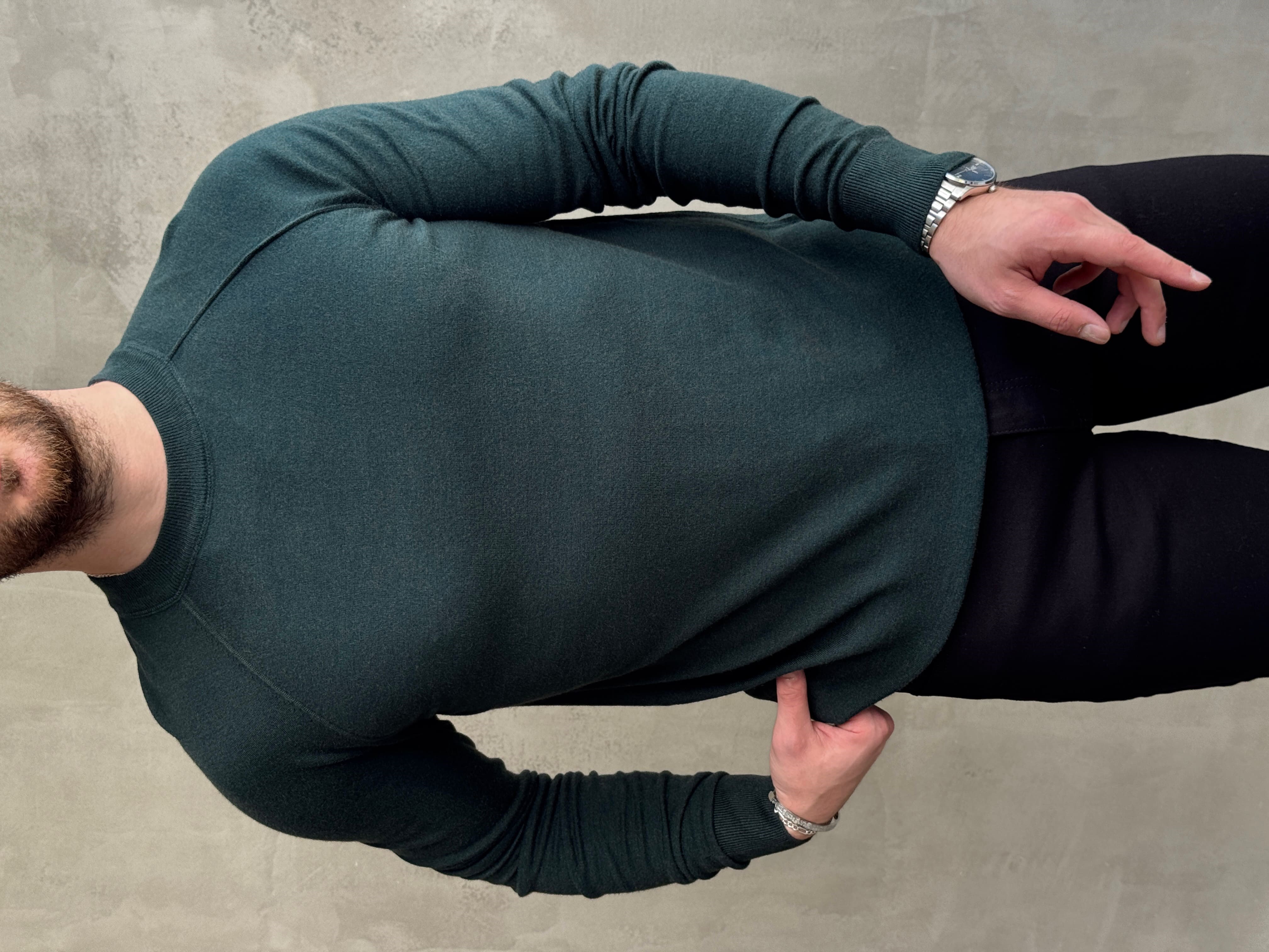 Erkek Business Collection Regular Kalıp Bisiklet Yaka Reglan Kol Triko Kazak-Yeşil(E1859)Ketench