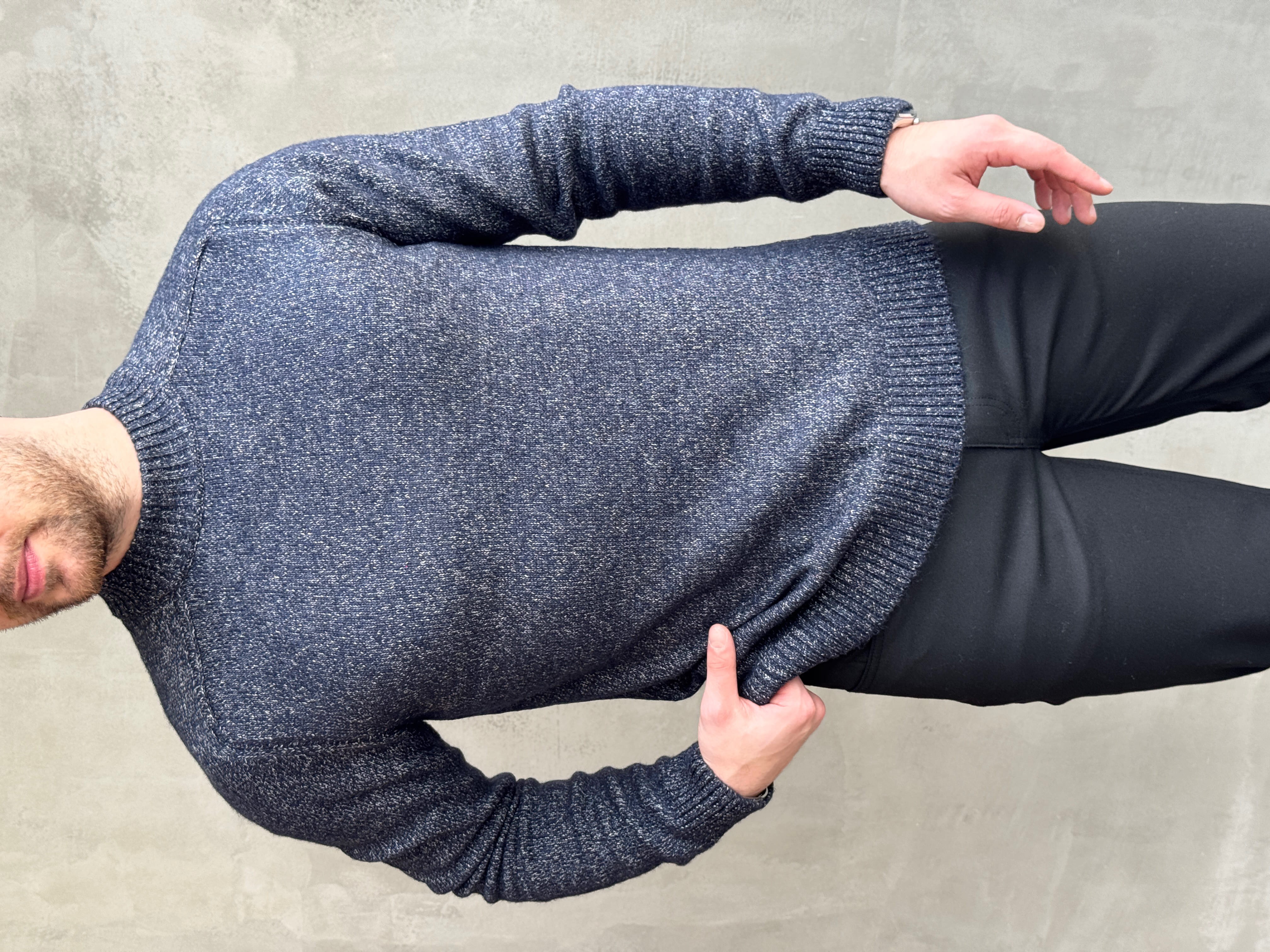 Erkek Business Collection Regular Kalıp Bisiklet Yaka Reglan Kol Triko Kazak-Lacivert(E1890)Ketench