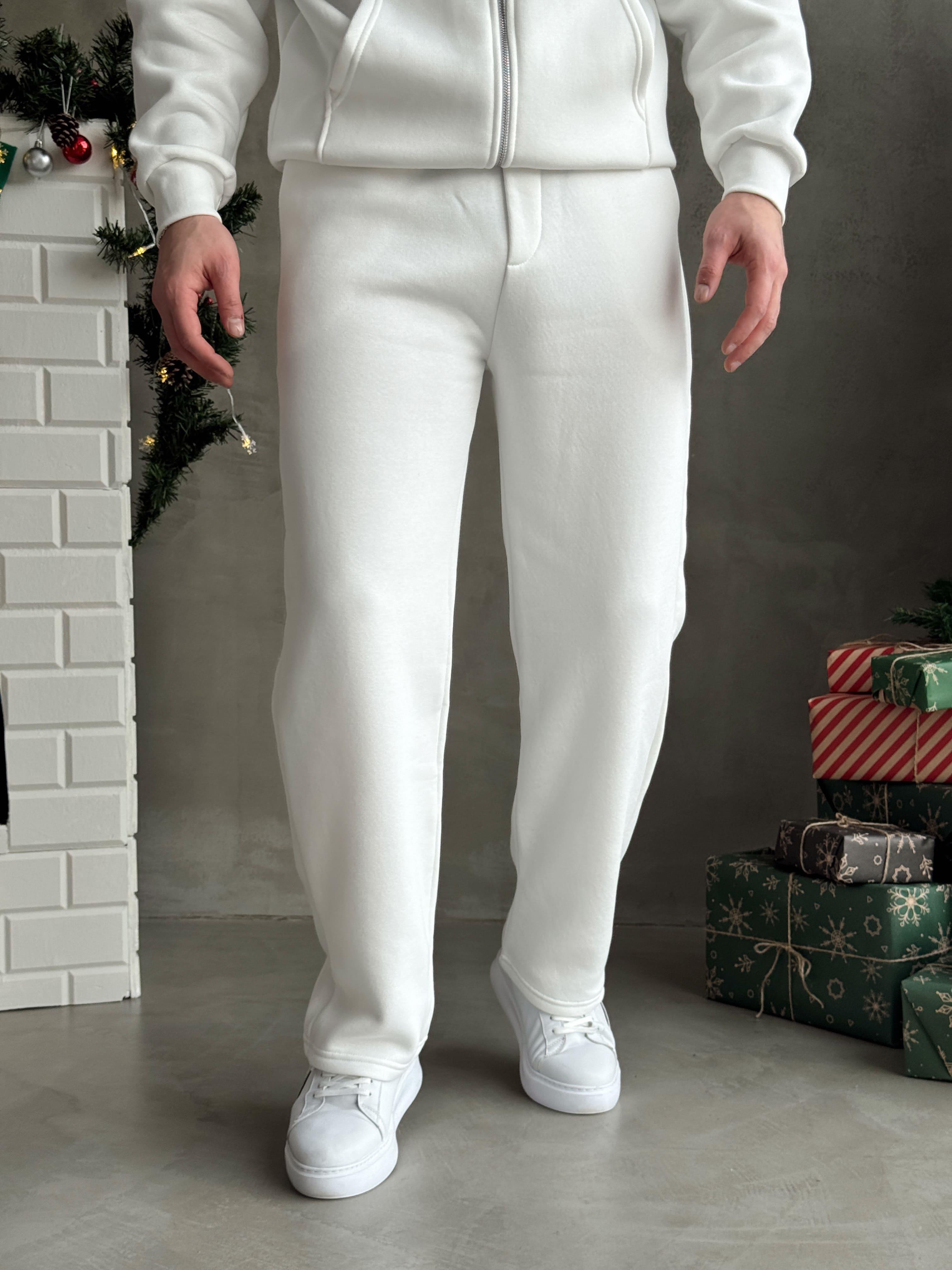 Erkek Elit Kalite Cep Detaylı Baggy Kalıp Basic 3 İplik Eşofman Altı-Beyaz(E1587)Ketench