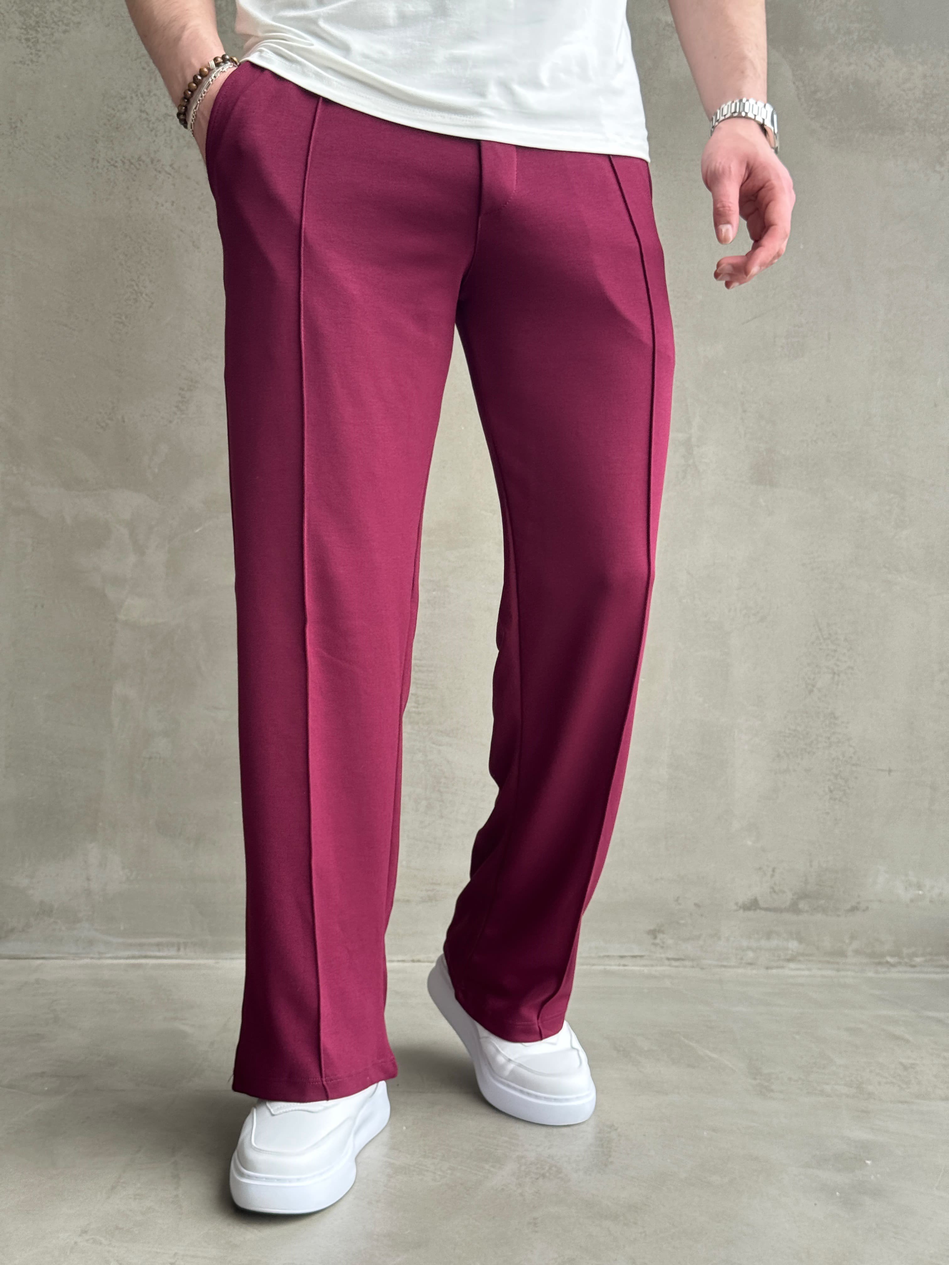 Erkek Elit Kalite Önü Dikiş Detaylı Baggy Kalıp Eşofman-Bordo(E1731)Ketench