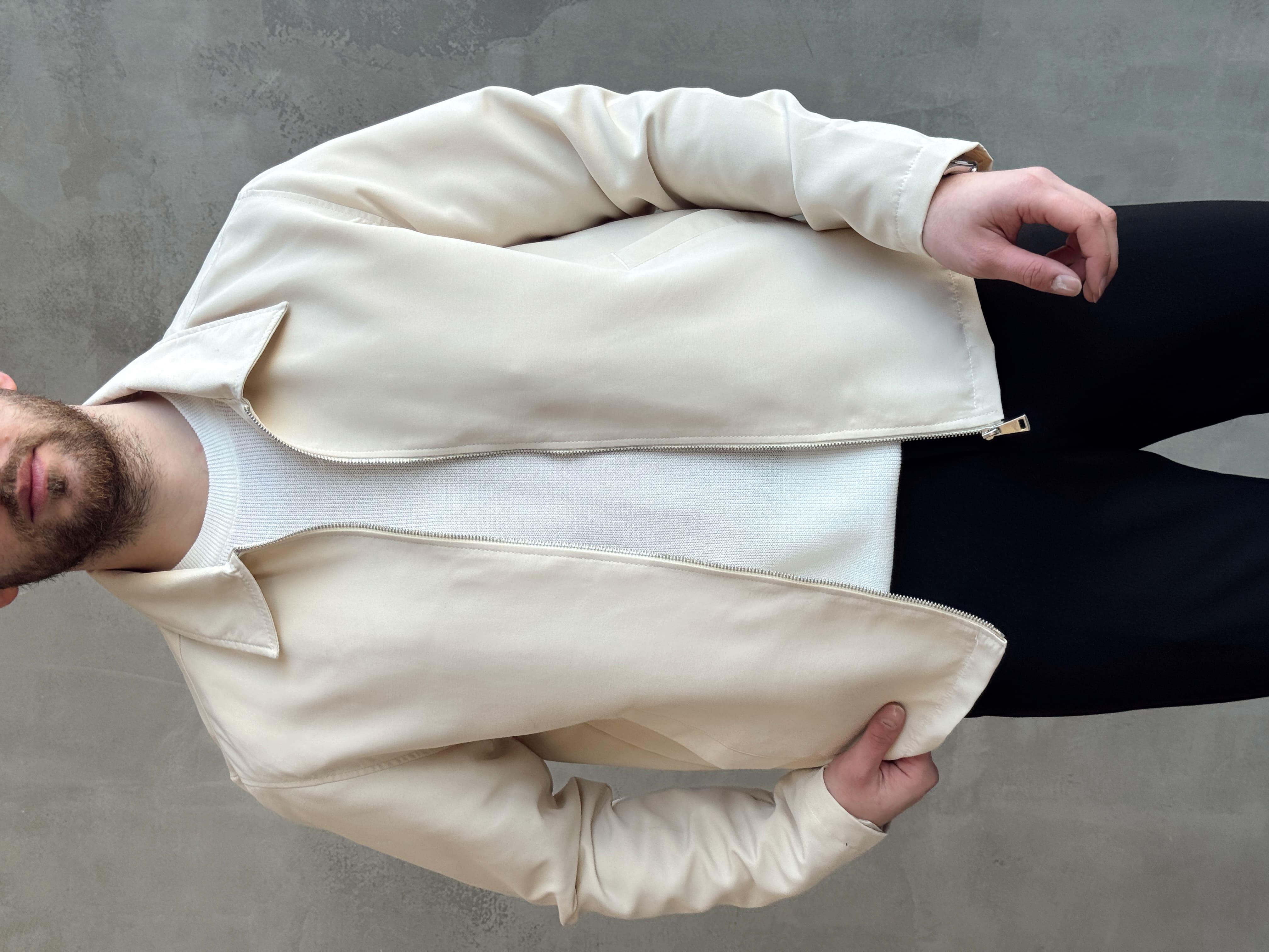 Erkek Elit Kalite Oversize Kalıp İçi Astarlı İnce Yazlık Gabardin Kumaş Ceket-Bej(E1653)Ketench