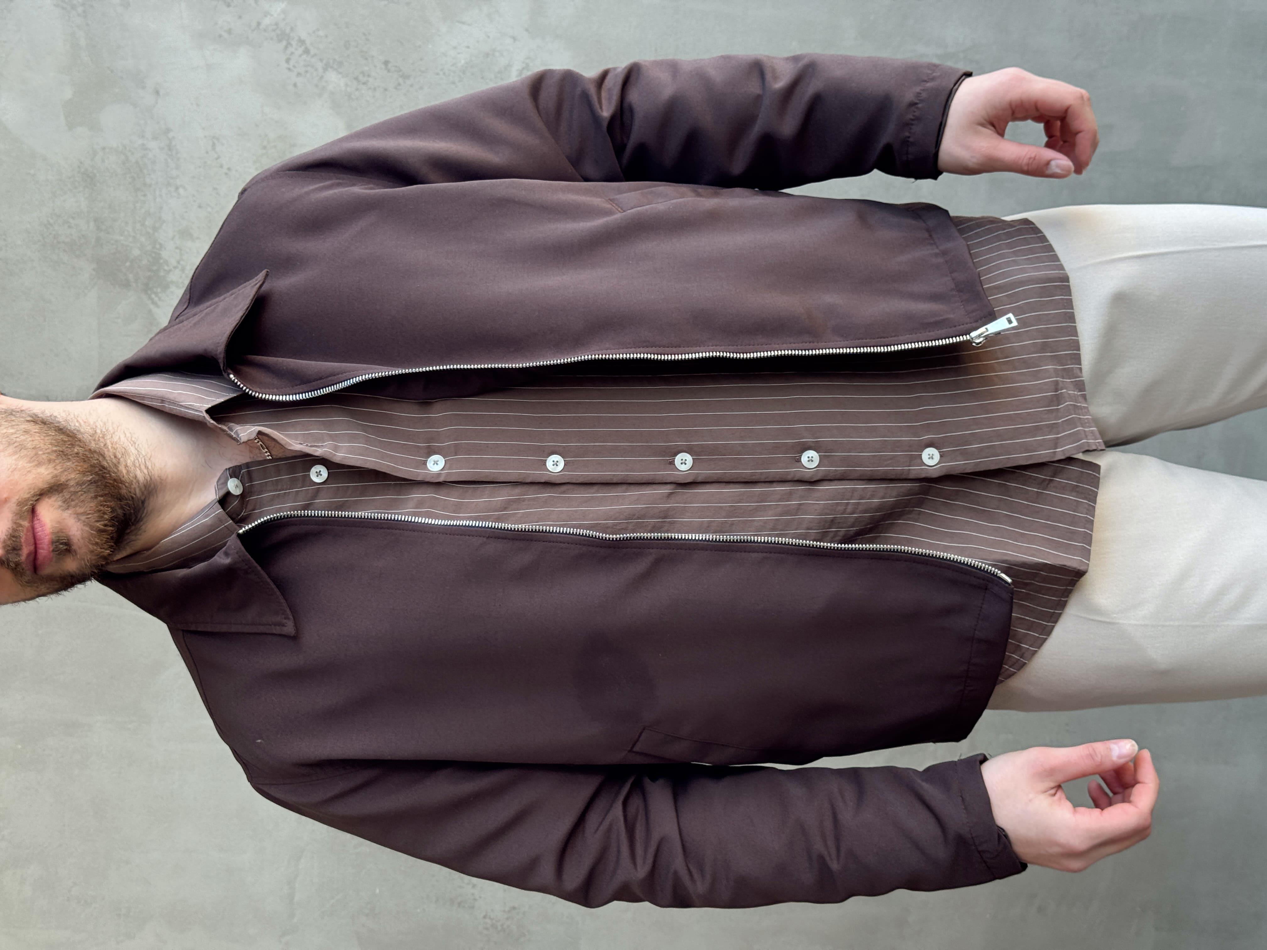 Erkek Elit Kalite Oversize Kalıp İçi Astarlı İnce Yazlık Gabardin Kumaş Ceket-Kahverengi(E1653)Ketench