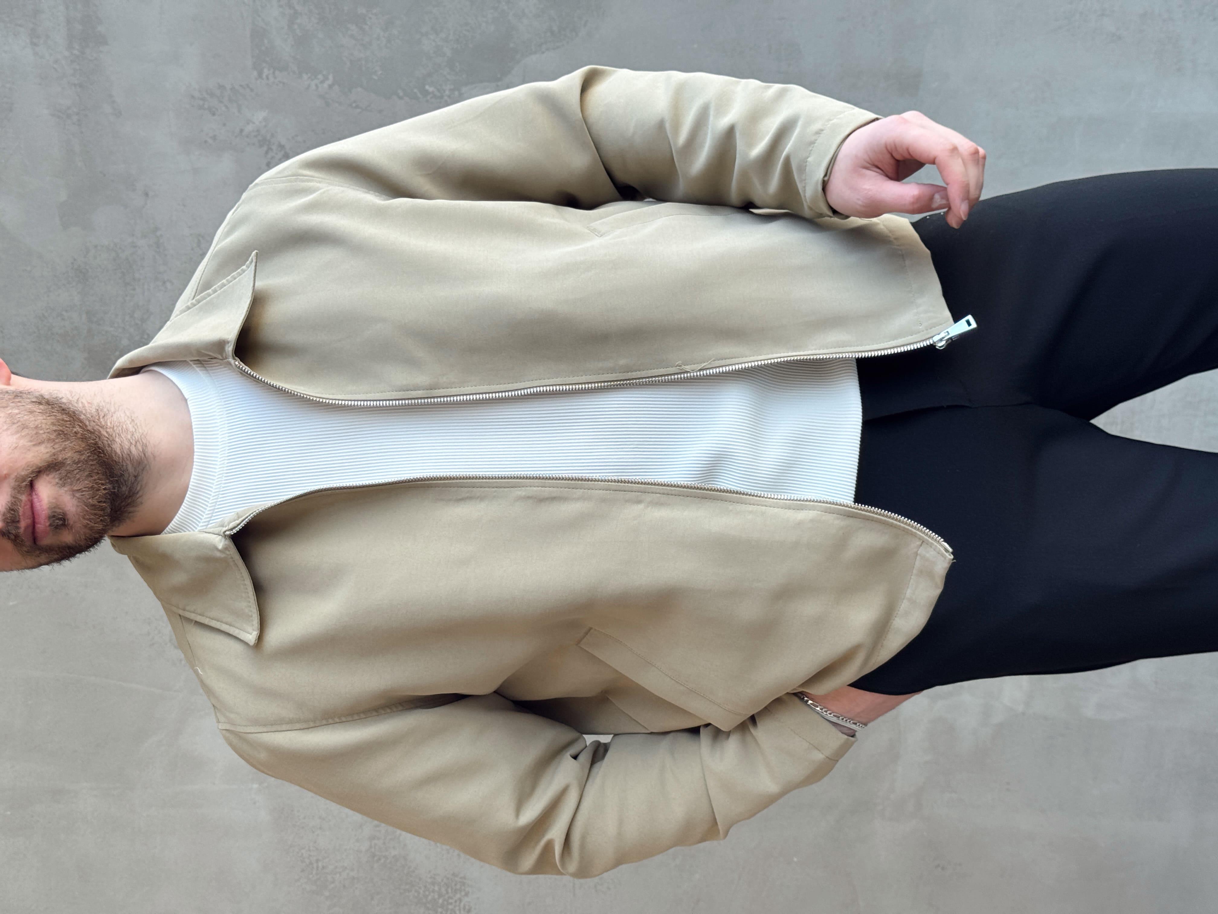 Erkek Elit Kalite Oversize Kalıp İçi Astarlı İnce Yazlık Gabardin Kumaş Ceket-Haki(E1653)Ketench