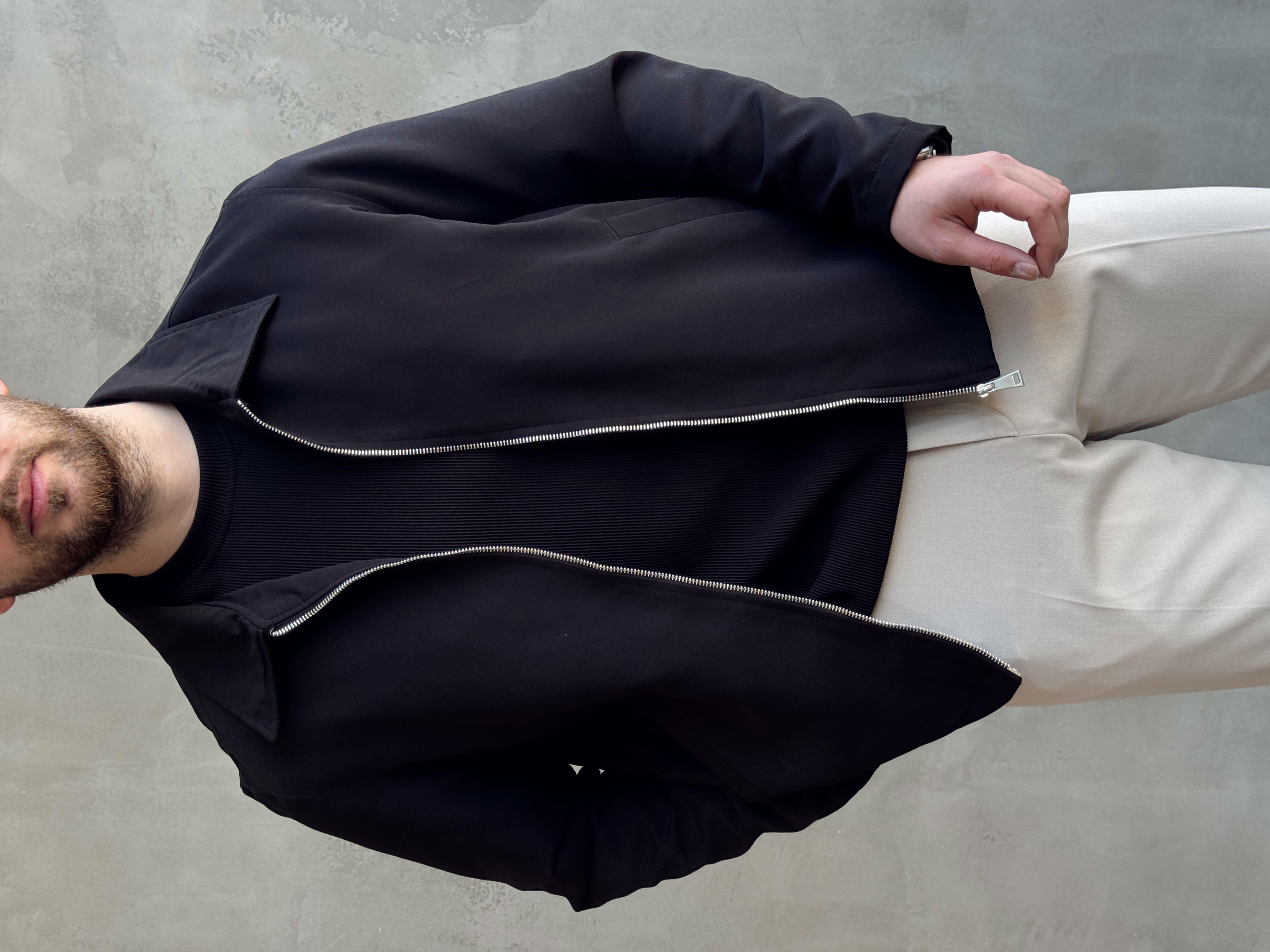 Erkek Elit Kalite Oversize Kalıp İçi Astarlı İnce Yazlık Gabardin Kumaş Ceket-Siyah(E1653)Ketench