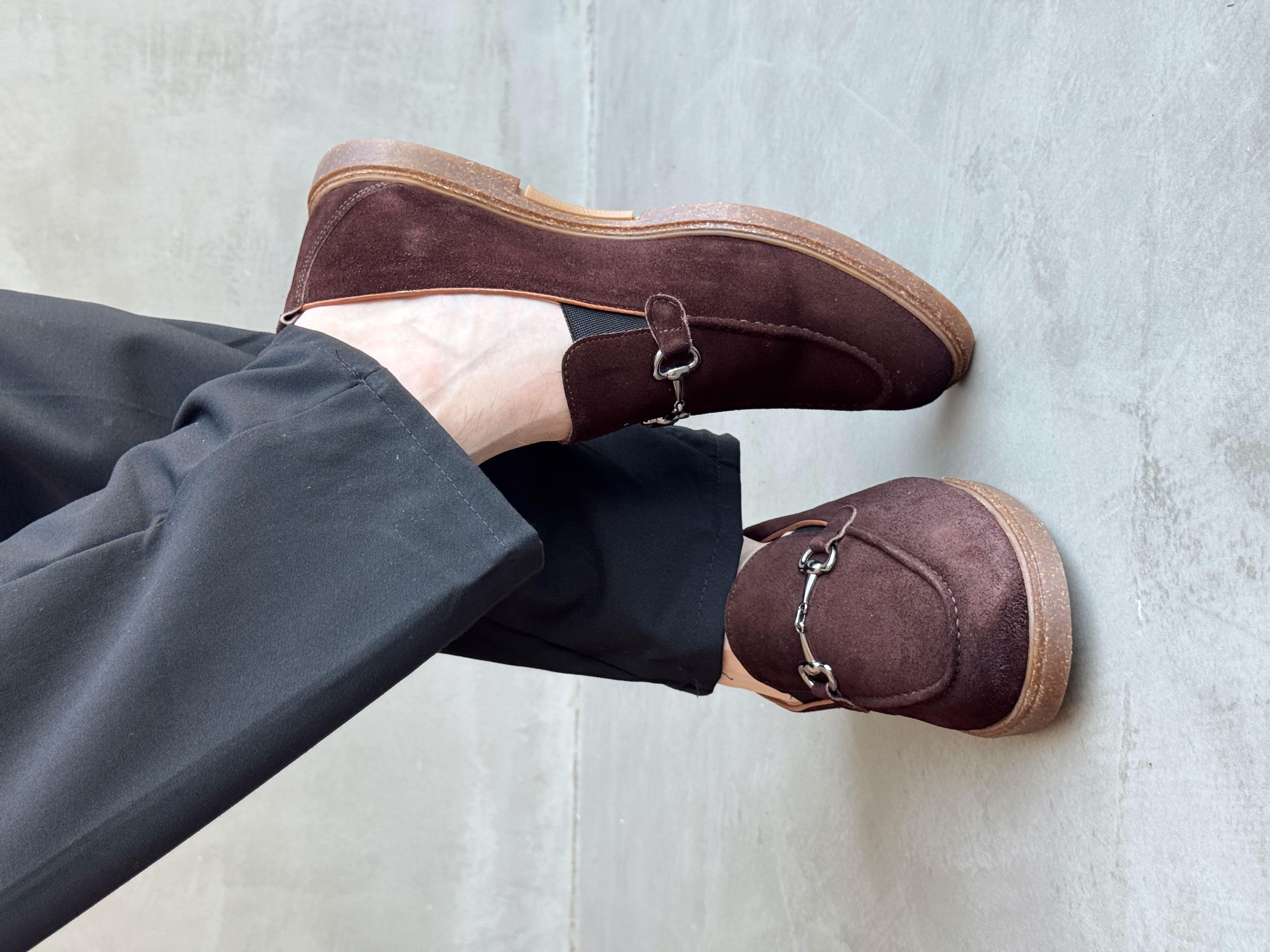 Erkek Ketench Özel Üretim Klasik Model %100 Deri Süet Toka Detaylı Loafer Ayakkabı-Kahverengi(E1684)Ketench