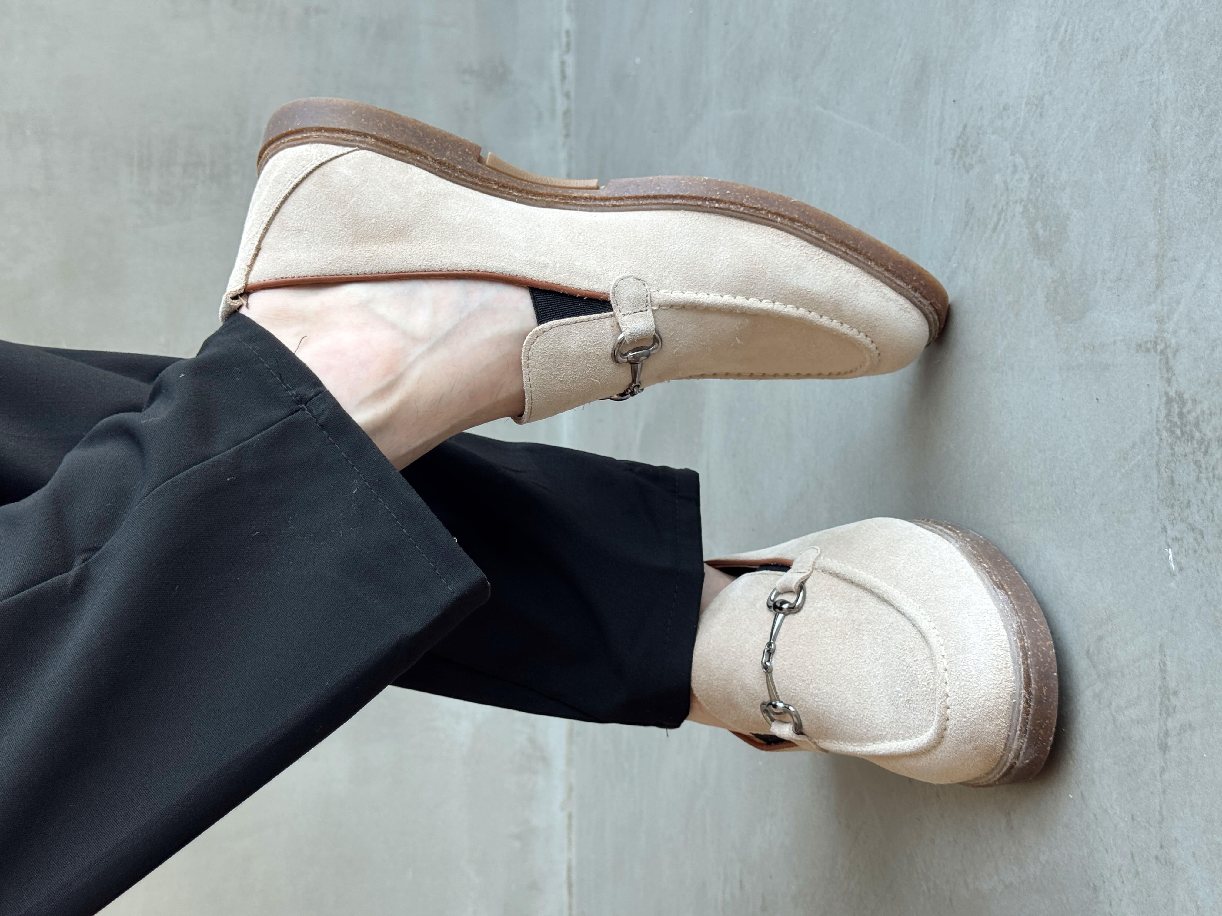 Erkek Ketench Özel Üretim Klasik Model %100 Deri Süet Toka Detaylı Loafer Ayakkabı-Bej(E1684)Ketench