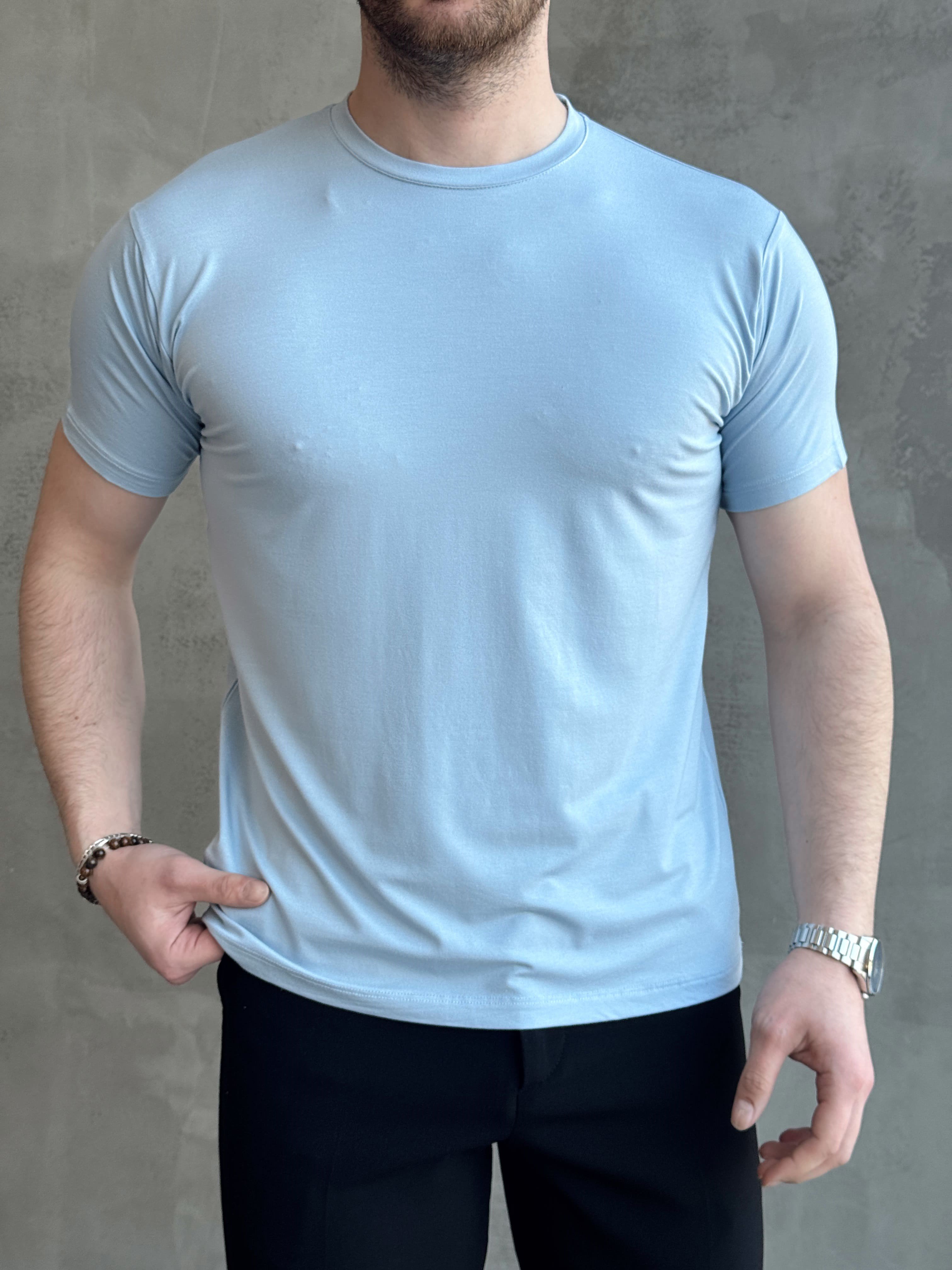 Erkek Ketench Özel Üretim Regular Kalıp Bisiklet Yaka Basic T-Shirt-Bebe Mavi(E1685)Ketench