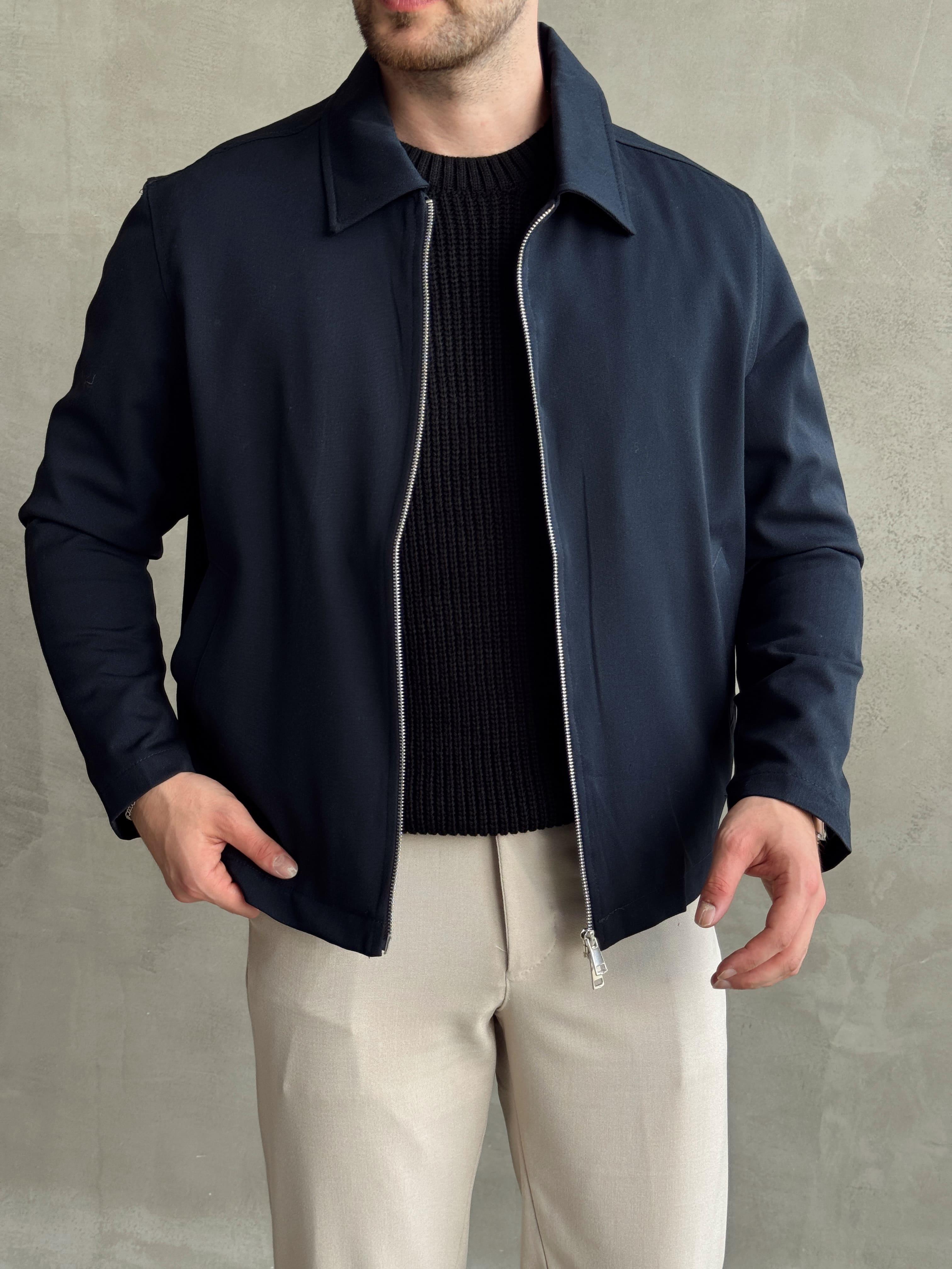 Erkek Özel Premium Seri Oversize Kalıp Çift Astarlı Düz Model Gabardin Kumaş Ceket-Lacivert(E1464)Ketench