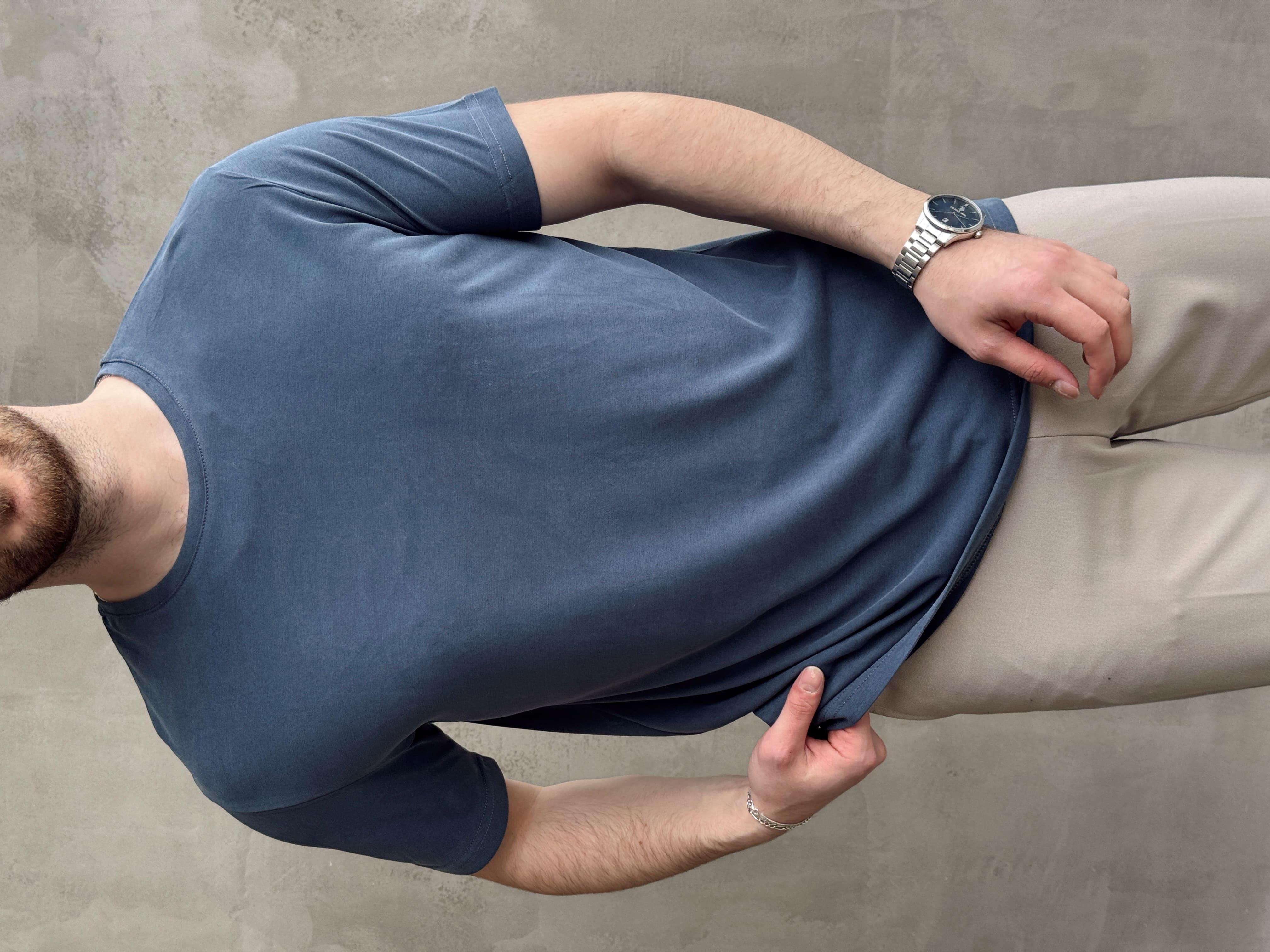 Erkek Özel Premium Seri Regular Fit Bisiklet Yaka Modal Kumaş Düz T-Shirt-Lacivert(E1680)Ketench