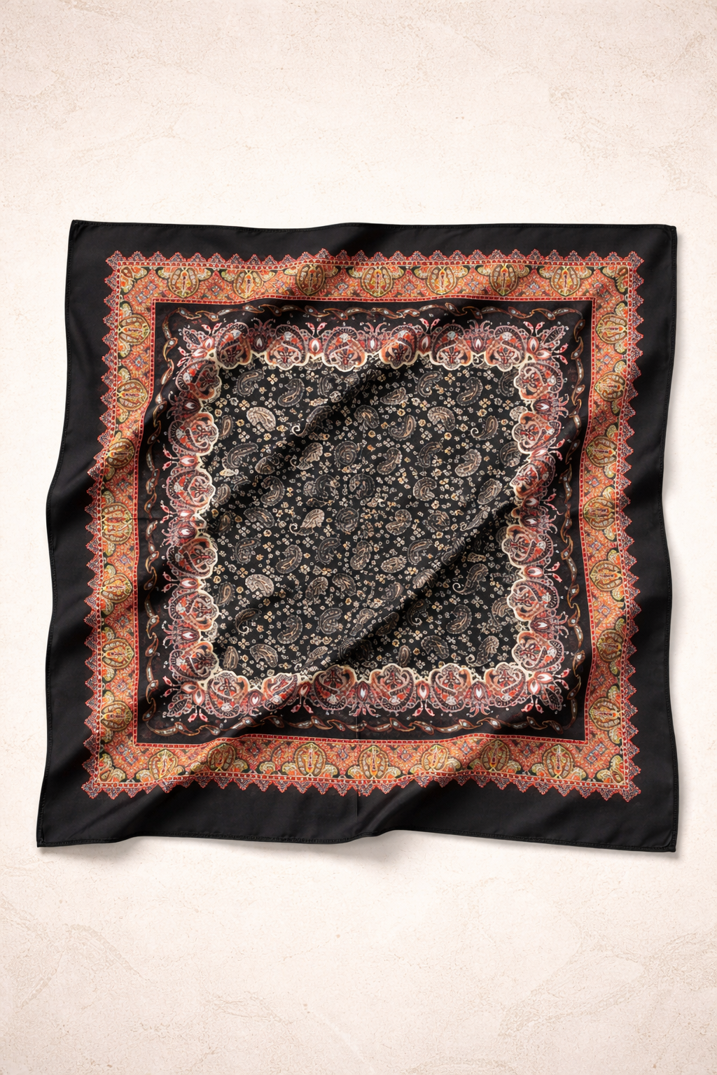Erkek Premium Kalite Desenli Fular 60x60-Siyah(E1640)Ketench