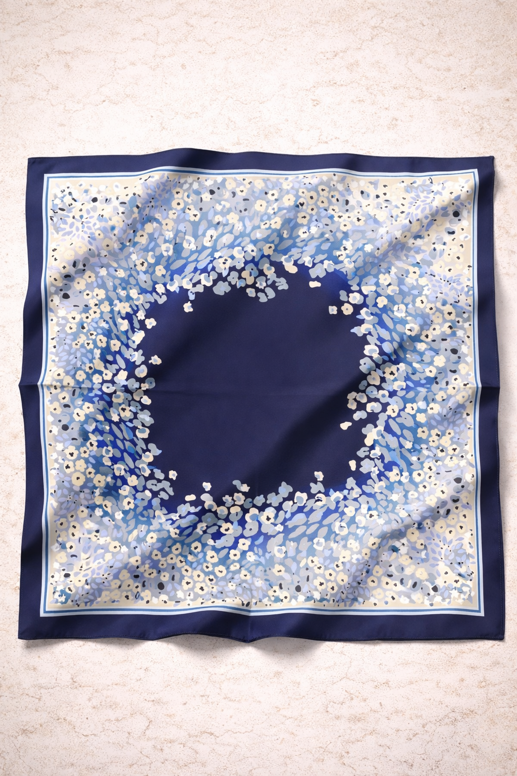 Erkek Premium Kalite Desenli Fular 60x60-Lacivert(E1640)Ketench